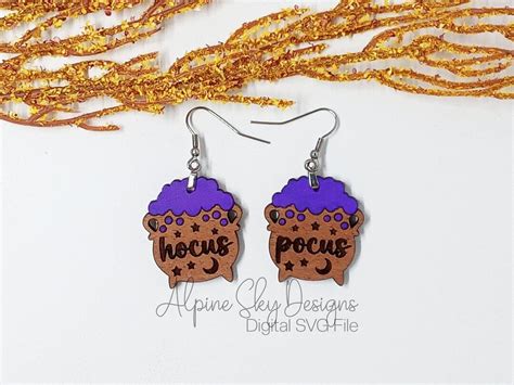 Hocus Pocus Earrings Svg Hocus Pocus Earring Svg File Glowforge Earring