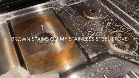 How To Remove Brown Stains From Stainless Steel Gas Stove Youtube