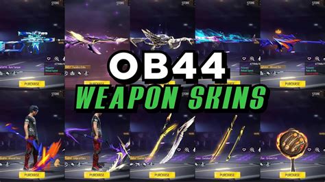 FREE FIRE OB44 GUN SKINS FREE FIRE GUNS SKINS YouTube