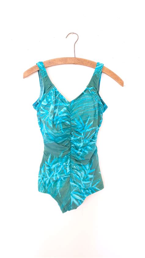 Vintage Turquoise Ble Green Bathing Suit Super Flattering Etsy