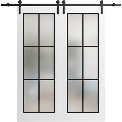 Sturdy Double Barn Door X Inches Planum White Silk Frosted