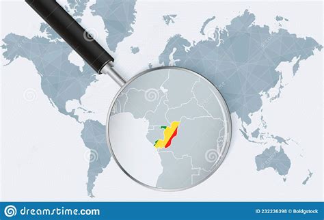 World Map With A Magnifying Glass Pointing At Congo. Map Of Congo With ...