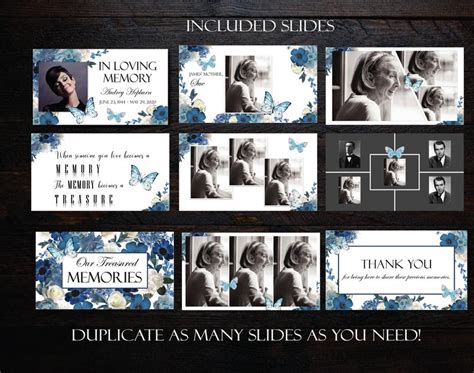 DIY Memorial Photo Slideshow Powerpoint Blue Flowers And Etsy