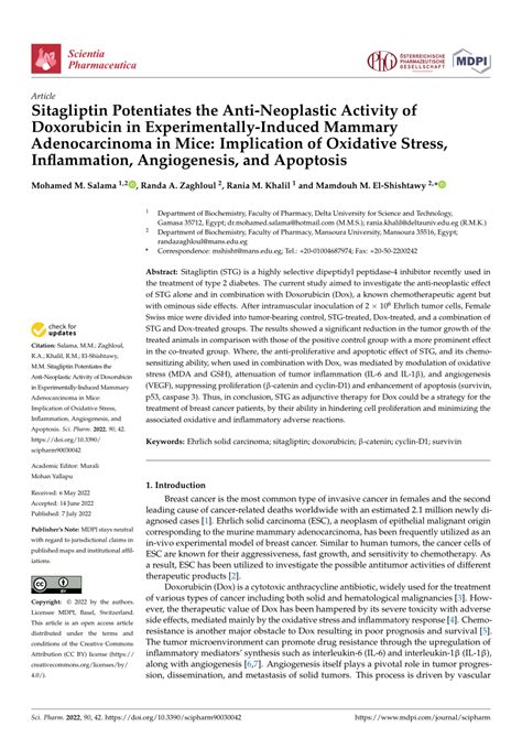 Pdf Sitagliptin Potentiates The Anti Neoplastic Activity Of