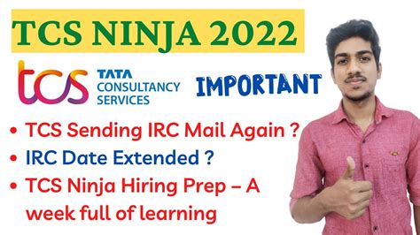 TCS NINJA IRC Date Extended TCS Ninja Hiring Preparation TCS NINJA