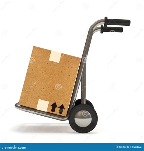 Hand Truck With A Box Stock Illustration Illustration Of Consignment