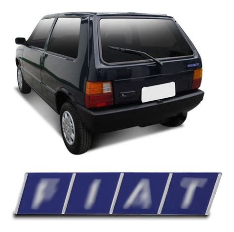 Emblema Porta Malas Tampa Traseira Fiat Uno Azul Fixa O Fita Dupla