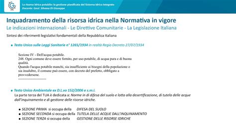 La Risorsa Idrica Potabile La Gestione Pianificata Del Sistema Idrico