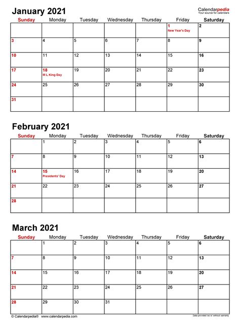 Quarterly Calendars 2021 Free Printable Pdf Templates