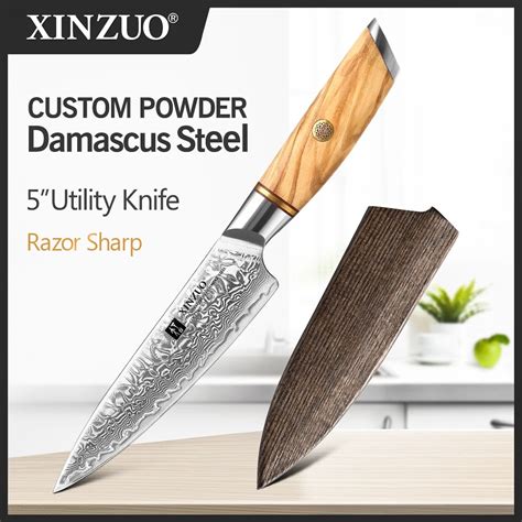 Xinzuo Cuchillo Utilitario De Acero Inoxidable Damasco Cuchilla