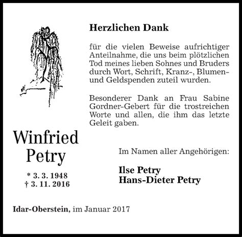 Traueranzeigen Von Winfried Petry Rz Trauer De