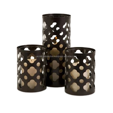 Antique Design Perforated Multi Colour Iron Metal Tea Light Votive Holder Customized Design