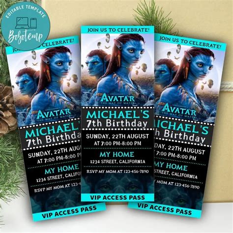 Avatar Ticket Invitation Customizable Template Bobotemp