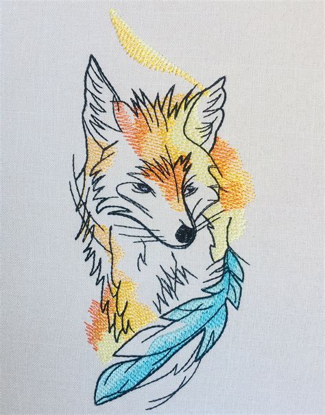 Fox Machine Embroidery Design Embroidery Fox Embroidery Etsy