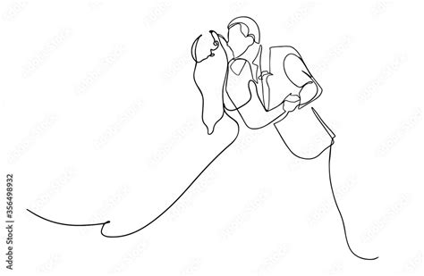 One Continuous Drawn Line Wedding Drawn From The Hand Picture