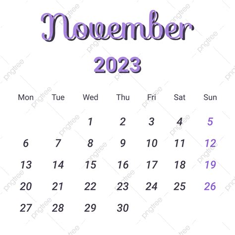 Gambar Kalender November 2023 Dengan Tema Ungu November 2023 Kalender