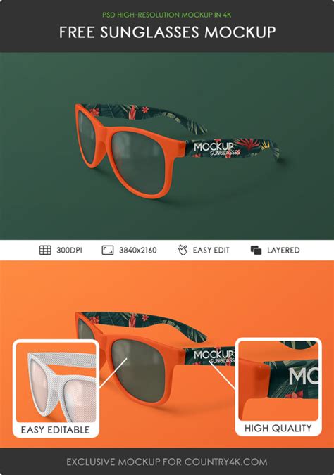 Free Sunglasses Mockup Country K