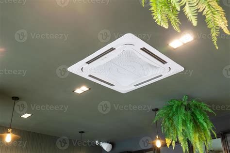 Modern Ceiling Mounted Cassette Type Air Conditioning System In Coffee