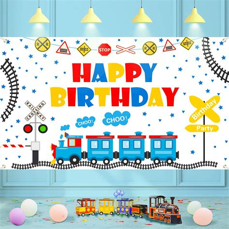 Buy Train Theme Happy Birthday Banner Backdrop Train Party Decorations