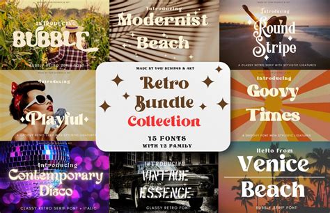 Modern Retro Font Bundle Collection Font Bundle Cricut Etsy