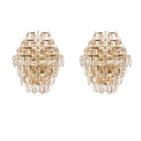 Bakalowits Wall Sconce Brass And Crystal Glass Austria 1960s At 1stdibs