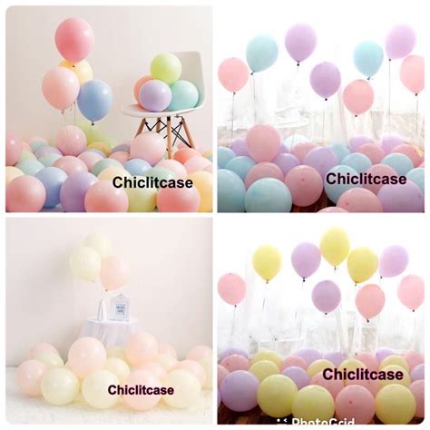 Jual Paket Balon Latex Pcs Makaron Pastel Ungu Kuning Biru Mix Warna