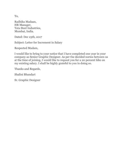 Request For Salary Increase Letter Sample