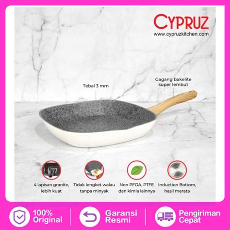 Cypruz White Granite Grill Pan Panggangan Tebal Anti Lengket Lazada