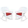 Amazon Jeco Rocker Wicker Chair With Red Cushion Set Of White