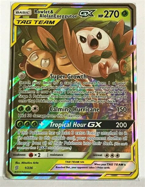 Rowlet Alolan Exeggutor Gx Tag Team Ur Sm Unified Minds Pokemon