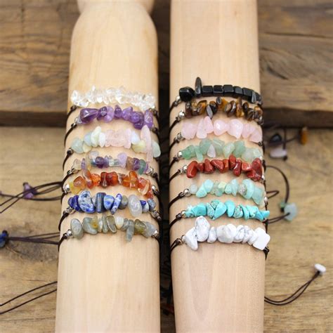 Natural Gemstone Chip Bead Bracelethealing Crystal Chip Nugget Beaded