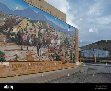 Mural In Alpine West Texas Depicting A Cattle Drive At The End Of