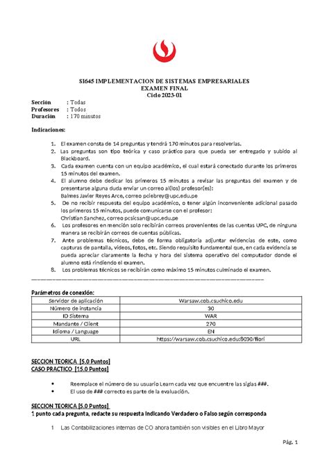 Examen Final Ise I Ef Ise Si Implementacion De Sistemas