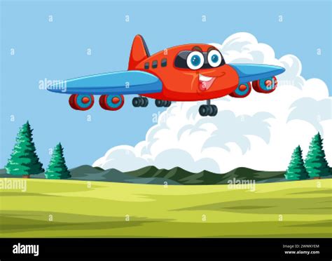 Colorful Animated Plane Flying In A Clear Sky Stock Vector Image And Art