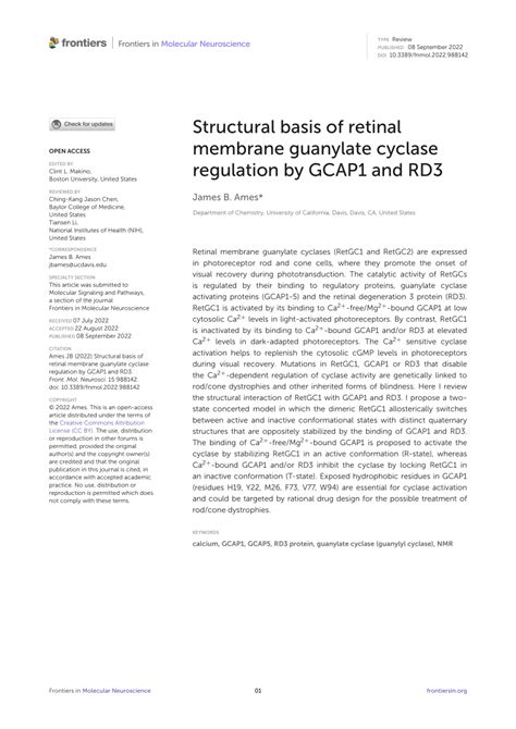 Pdf Structural Basis Of Retinal Membrane Guanylate Cyclase Regulation