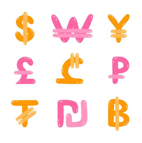 Set of international currency symbols. Cute hand drawn vector ...