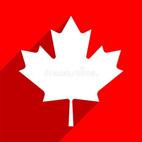 Canadian Flag the Maple Leaf Symbol with Long Shadow on Square Designed in Flat Style Stock ...