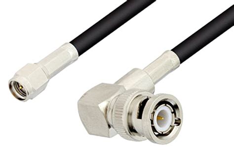 Sma Male To Bnc Male Right Angle Cable 12 Inch Length Using Lmr 195 Coax