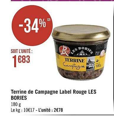 Promo Terrine De Campagne Label Rouge Les Bories chez Géant