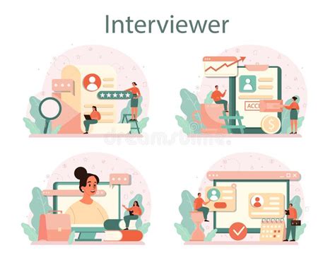 Job Interview Concept Set Idea Of Employment And Hiring Stock Vector