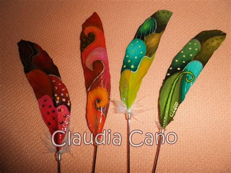 Plumas Pintadas A Mano Por Claudia Cano Alfileres De Plumas Pintadas A