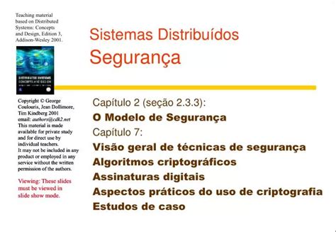 PPT Sistemas Distribuídos Segurança PowerPoint Presentation free