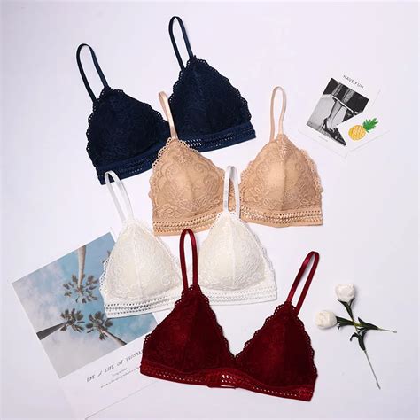 Bralette Fino De Estilo Francés Para Mujer Lencería Sin Aros Con Copa Triangular Sujetador