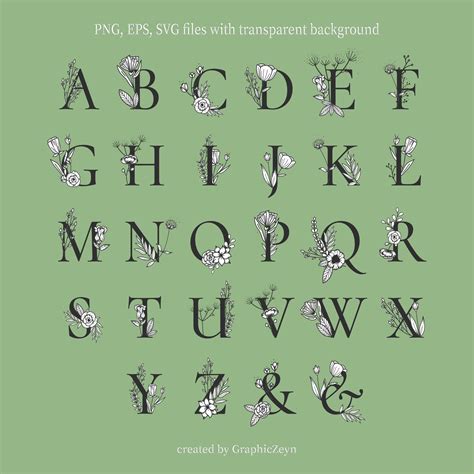 Floral Alphabet Svg Botanical Font Svg Bundle Monogram Svg Etsy Singapore