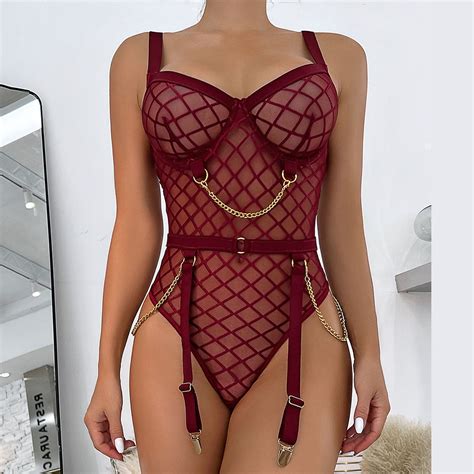 BELLZELY Lingerie For Women Plus Size Clearance Women S Cute Mesh Metal