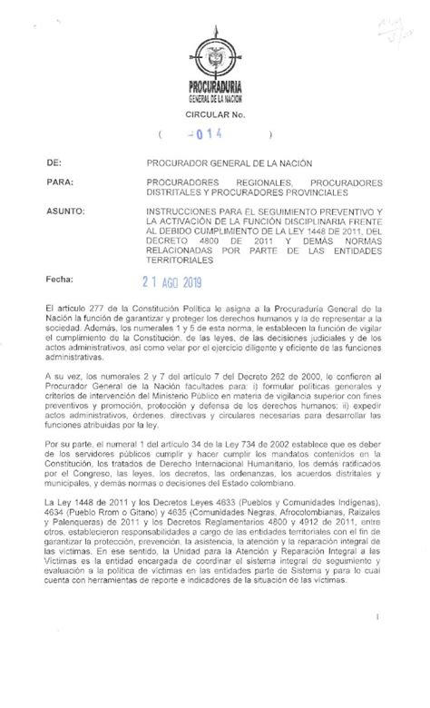 Pdf Procuradur A General De La Naci N Rep Blica De Colombia Al