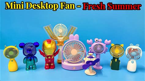 Mini Toy Fan With Lights Cartoon Fashion Usb Fan Portable Unboxing And