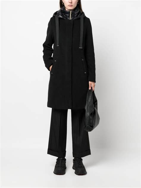 Herno Hooded Single Breasted Alpaca Wool Blend Coat Black Farfetch