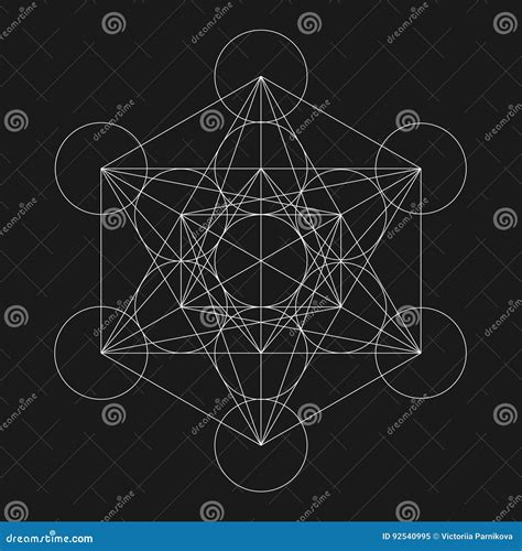 Metatrons Cube Flower Of Life Sacred Geometric Stock Vector