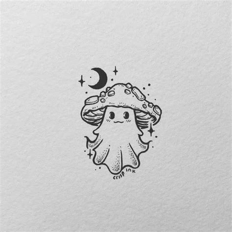 Ghost Mushroom Tattoo Drawing | Tattoo Drawing Ideas